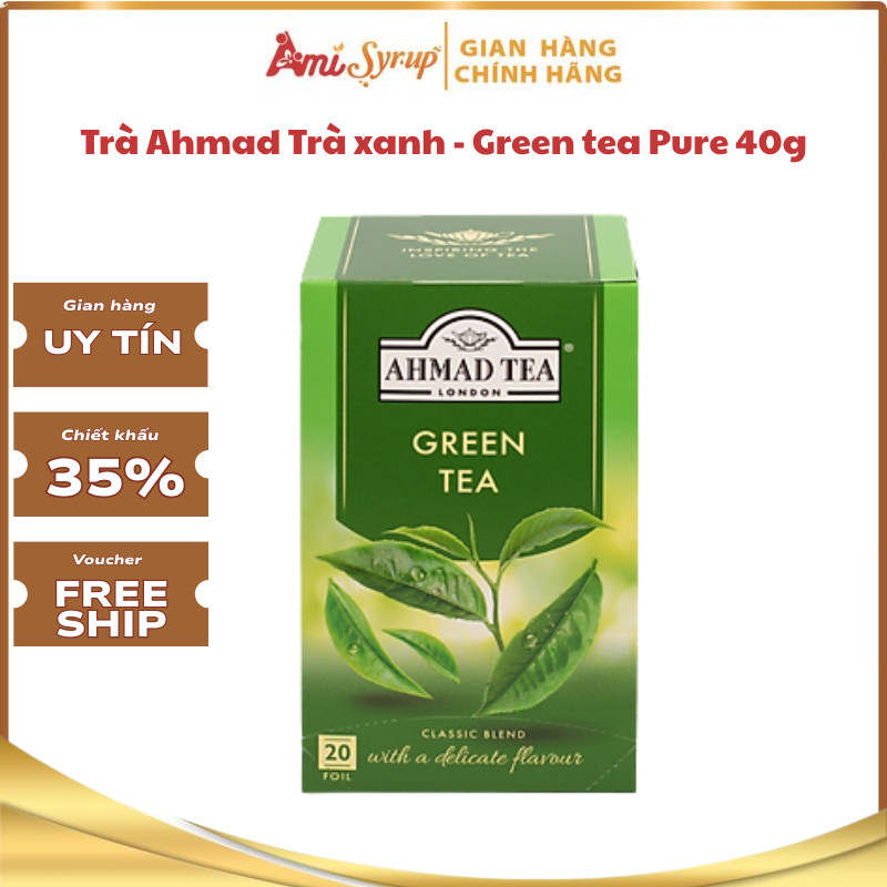 Trà Ahmad Trà Xanh Green Tea Pure 40g, Thơm Ngon Đậm Vị Trà