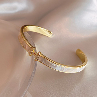 Vòng tay vàng thật mạ zircon chữ mở, ánh sáng sang trọng, phong cách mới cho nữ