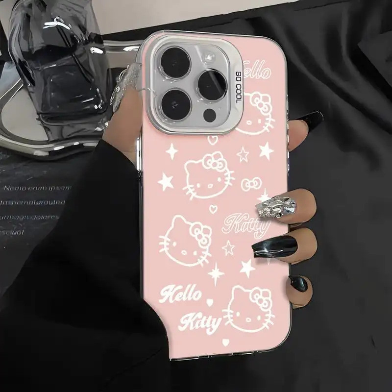 Ốp lưng phong cách dễ thương Kitty hồng, cho giới trẻ yêu thích Bảo Vệ Camera Cấp iPhone 17/16/15/14/13/12/11/X/XS Max