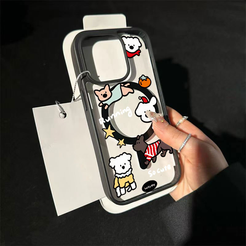 Ốp bảo vệ iPhone họa tiết cún con sạc từ tính chống trầy xước - iP 7/8/X/XS/11/12/13/14/15/16/17/Plus/Pro/Max/Air