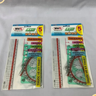Bộ Thước Đa Năng 5 Cây WinQ T-160 – Thước Nhựa Dẻo Trong Suốt, Độ Chính Xác Cao, Không Tróc Số