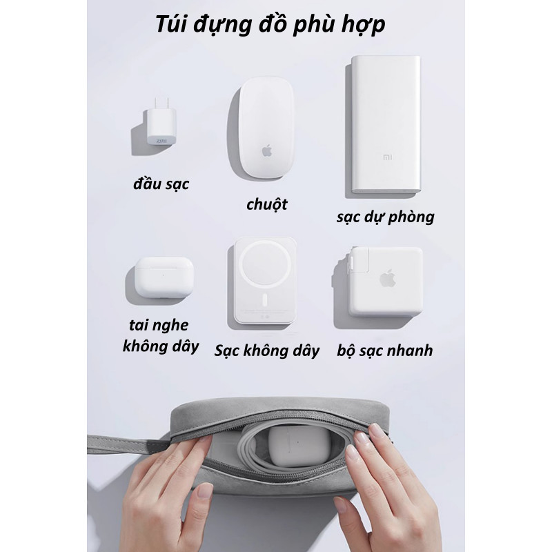 Túi đựng laptop chống sốc và chống nước màu xám với lớp đệm dày dặn để bảo vệ tối ưu, có nhiều kích cỡ.