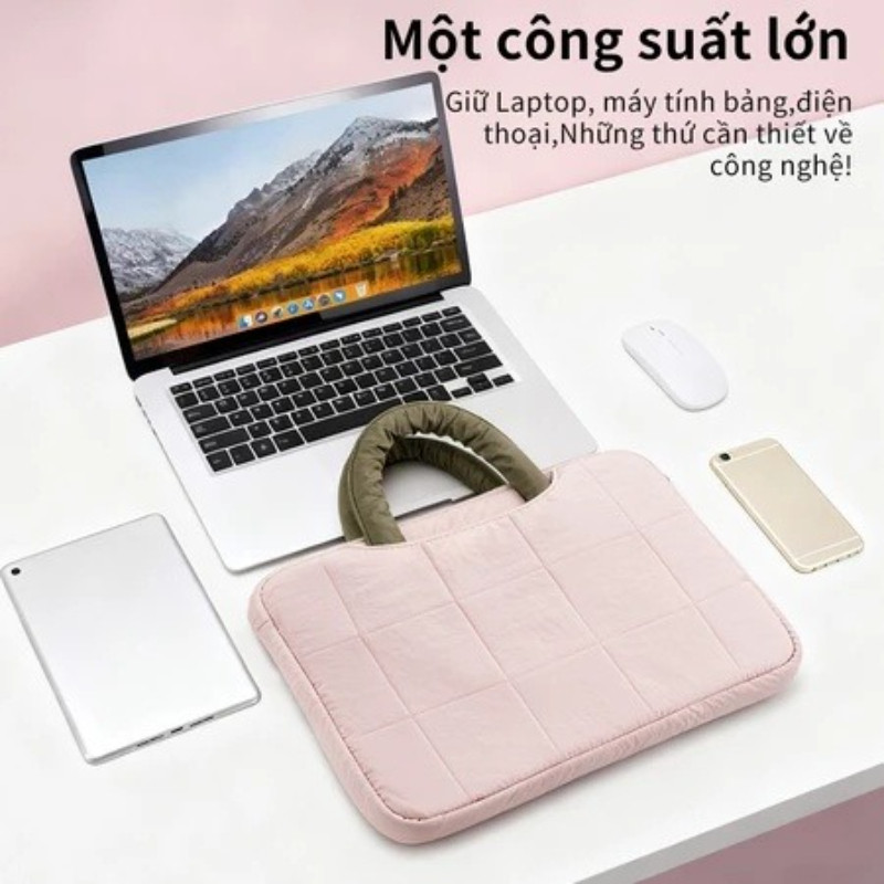 Túi đựng laptop/máy tính bảng, thời trang và tiện dụng, lớp lót chống sốc chần bông, nhiều ngăn.