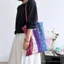 Túi đeo vai hoa cổ điển mùa hè Túi Cotton mỏng sọc phong cách dân tộc