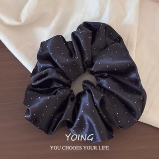 Yoing / Phong Cách Hàn Quốc Mercerized Satin Scrunchy Dây Buộc Tóc Nữ Cao Cấp Chấm Bi Dây Cao Su Độ Đàn Hồi Cao Tóc Lớn