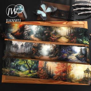 JIANWU 80mm * 510cm Vintage Ma Thuật Rừng Phong Cảnh Chất Liệu Cắt Băng Thêu Sò Washi Sáng Tạo DIY Tạp Chí Văn Phòng Phẩm