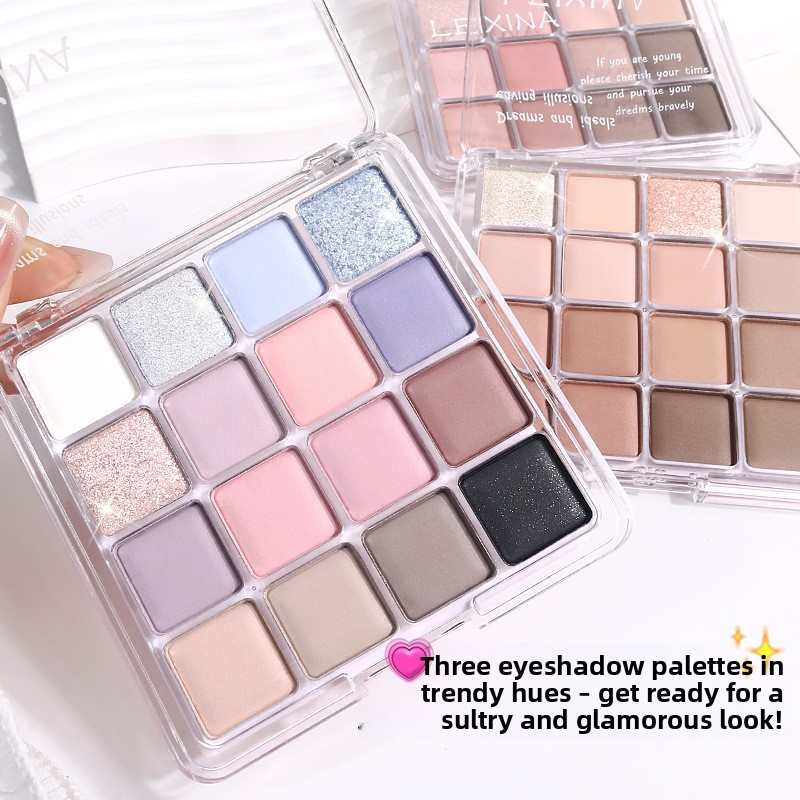 Resina 16 Màu Sunset Magic Eyeshadow Palette Pearlescent Matte Earth Color Fine Shining Pink Blush 15g
