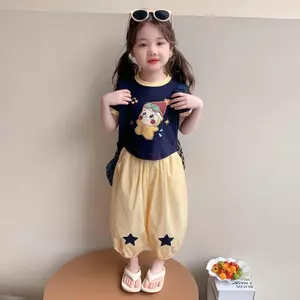 Bé gái mùa hè phiên bản Hàn Quốc tay ngắn hai mảnh + Quần mỏng Xu hướng thời trang