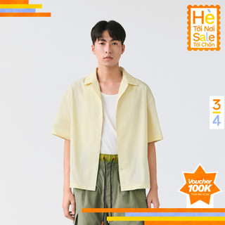 3PhầnTư - Áo Sơ Mi Nam Dáng Boxy Tay Ngắn Kẻ Sọc Vải Cotton Nylon Cá Tính - TSTM24005