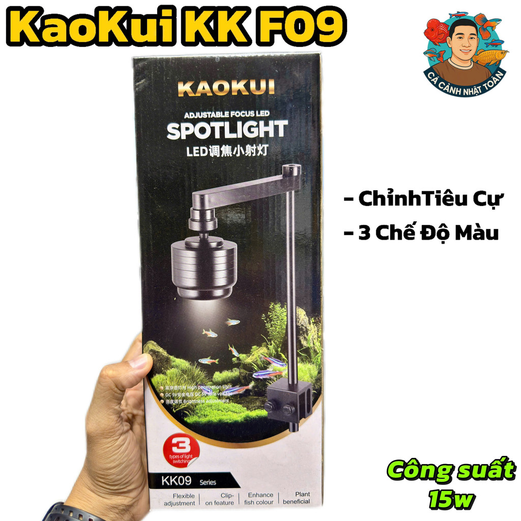 KaoKui KK F09 đèn led rọi bể cá (15w) chỉnh dược tiêu cự, có 3 chế độ màu