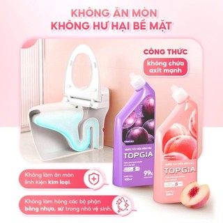 [Combo 2 chai] Nước tẩy bồn cầu TopGia 500ml hương nho đào khử mùi hôi phù hợp với nhiều bề mặt