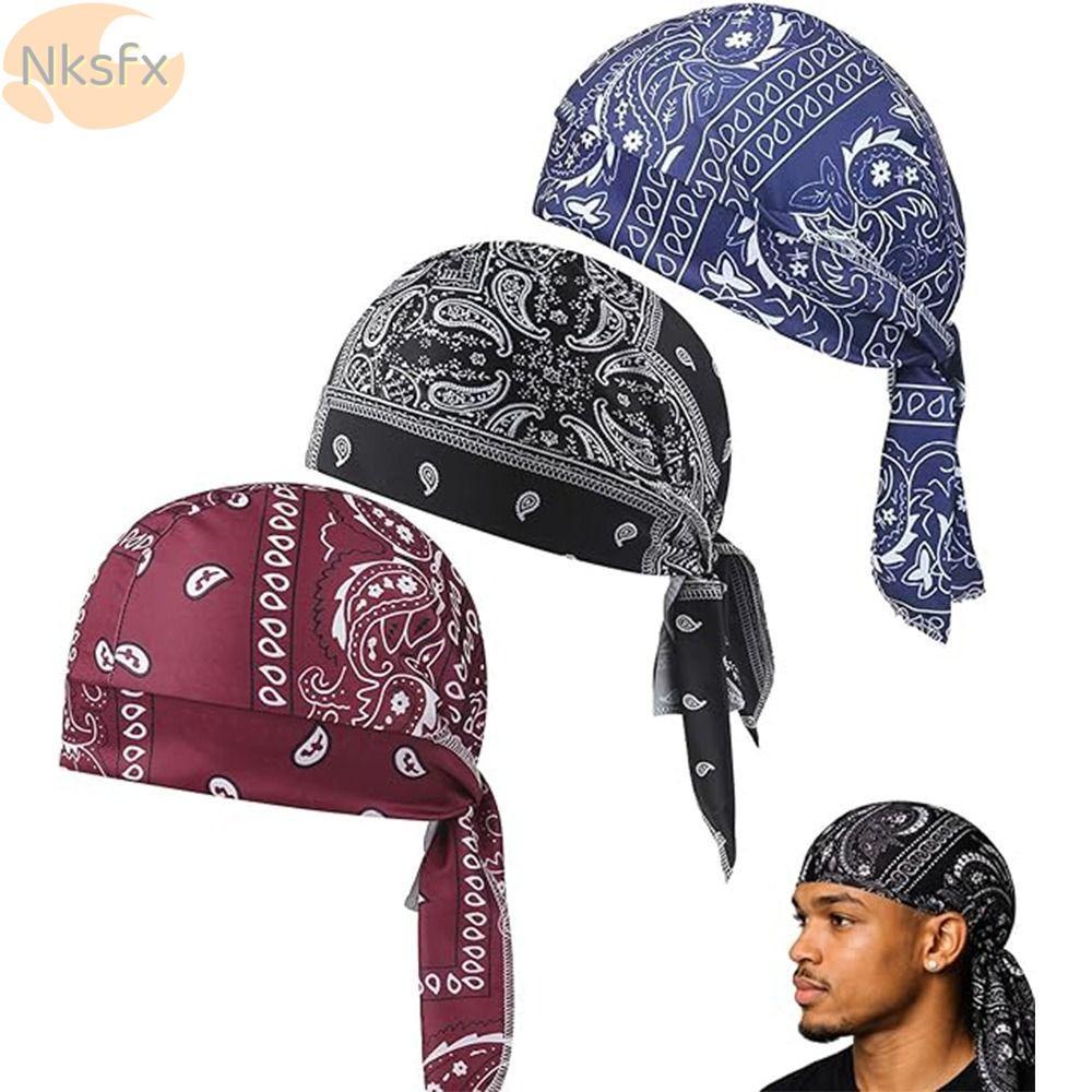 Mũ Hijab NKSFX, Khăn trùm đầu Bandana thoáng khí in Paisley, Nhẹ Nhanh khô có thể điều chỉnh chống tia cực tím Mũ cướp biển Hoạt động ngoài trời