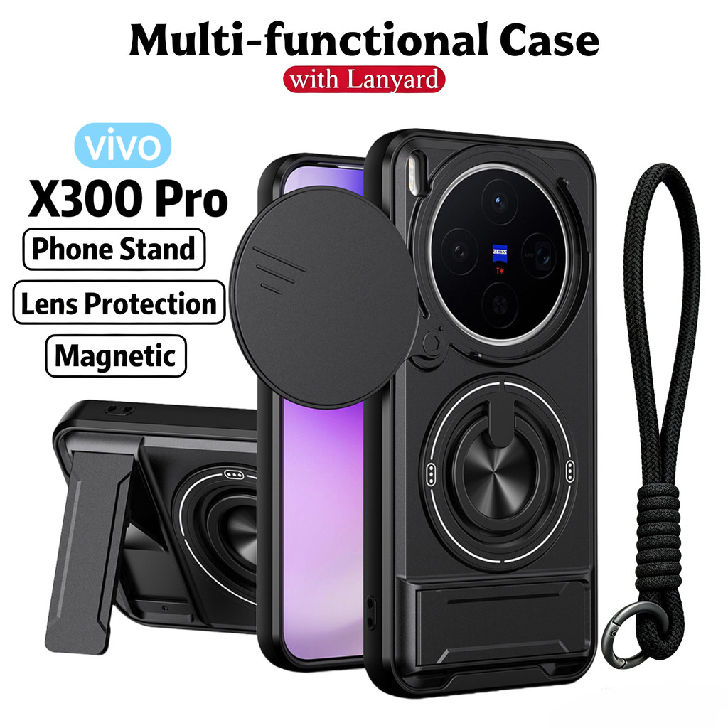 Ốp Điện Thoại Đa Năng Sang Trọng Thích Hợp Cho Vivo X300 Pro Ultra X200 FE 5G Dây 360°Giá đỡ vòng có vỏ máy ảnh Vỏ bảo vệ toàn diện chống sốc