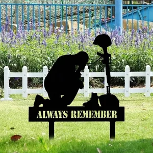 CIFbuy Soldier Silhouette Military Garden Cọc, Trang trí sân tưởng niệm yêu nước, Nghệ thuật quà tặng ngày cựu chiến binh