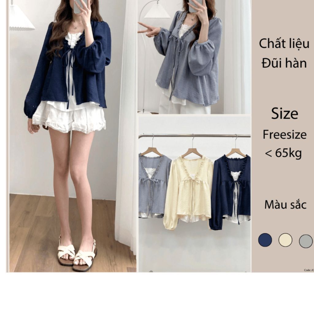 Áo Babydoll Phối Viền Bèo 2 Lớp Thắt Nơ A3123 Thời Trang Nữ Bigsize - SamHi Closet