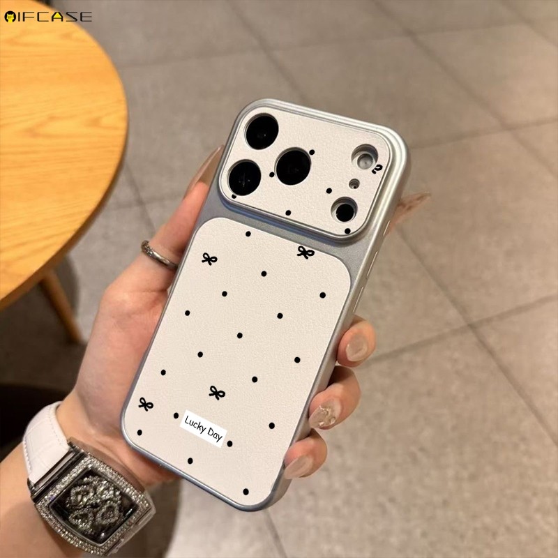 Dành Cho Redmi K90 Pro Max K80 K70 K70E K60 K60E K50 Ultra K50i K40 K40S Turbo 5 Max 4 Pro Ốp Lưng Điện Thoại Chấm Bi Màu Đen Nơ Nơ Cửa Sổ Nhìn Lớn May Mắn Vỏ Da PU