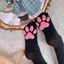 THEGIRL8B Cat Paw Vớ, Miếng đệm chân màu hồng dễ thương Tất móng vuốt mèo con 3D, Tất dài nhung cao đến đùi Kawaii Gothic JK