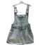 Công Nghiệp Nặng Nóng Kim Cương Denim Dây Đeo Đầm Nữ 2026 Thiết Kế Phong Cách Mới Váy Ngắn Ôm Hơn Nhìn Ôm Vừa Vặn Hông Culottes