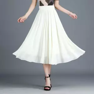 Cao Cấp Drap Váy Thường Ngày Nữ Mùa Hè Màu Trơn Cao Cấp Chữ A Váy Xoay Lớn Eo Co Giãn Thoải Mái Mỏng Hơn Nhìn Du Lịch Đi Làm Váy Dài
