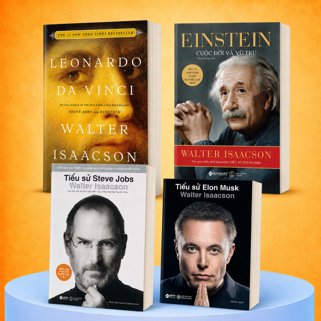 Sách - Tiểu Sử: Elon Musk, Steve Jobs, Einstein, Leonardo Da Vinci - Walter Isaacson (Alpha Books)