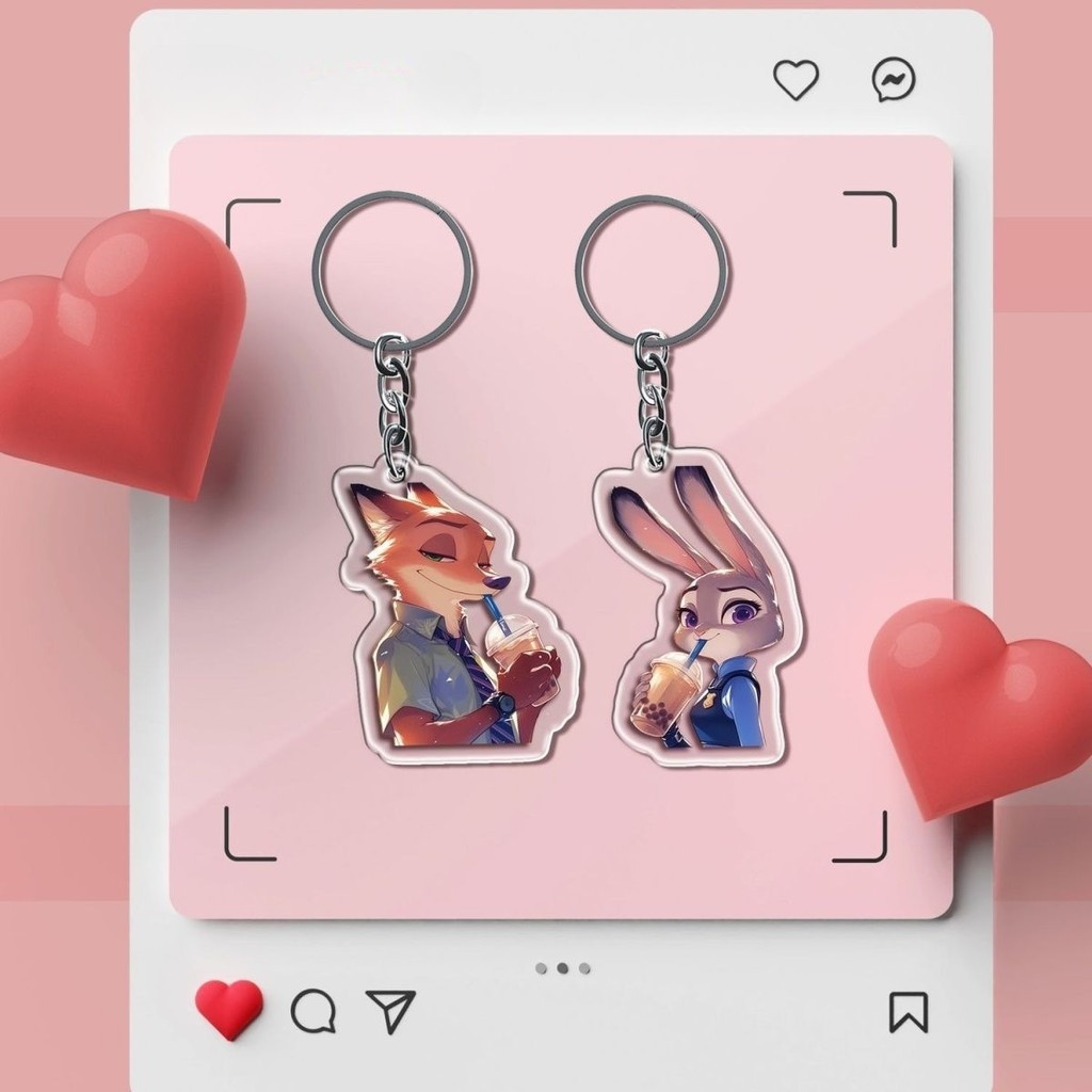 Zootopia Cặp Đôi Móc Khóa Hoạt Hình Acrylic Judy Nick - Sango