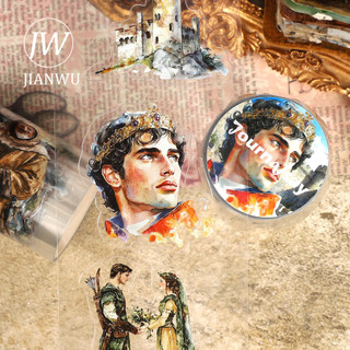 JIANWU 60mm * 200cm Vintage Nhân Vật Lâu Đài Phong Cảnh Chất Liệu Cắt Băng Thêu Sò PET Sáng Tạo DIY Tạp Chí Văn Phòng Phẩm