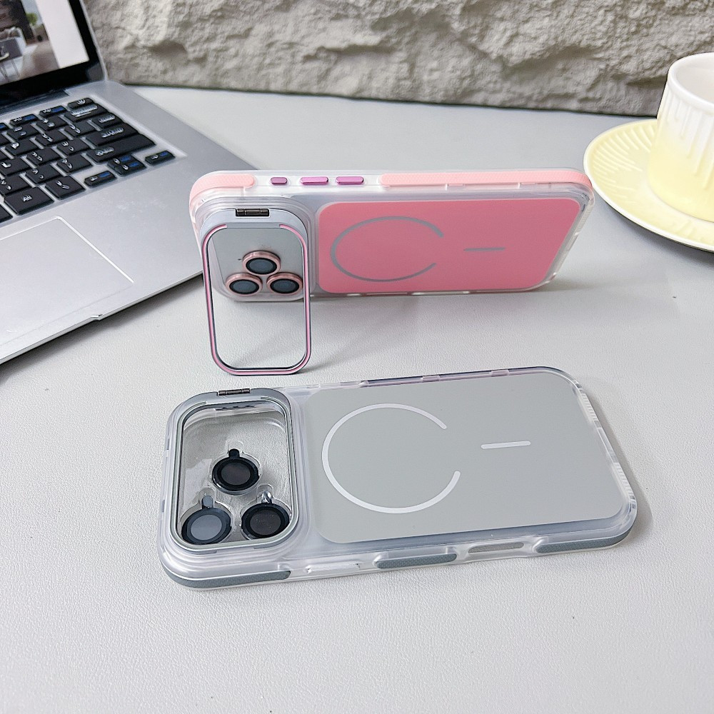 Ốp Điện Thoại Khung Mờ Có Giá Đỡ Ống Kính Mạ Điện Cho iPhone 17 16 15 Pro ProMax 17 Air 16 15 14 Plus Vỏ Chống Sốc Chống Trượt