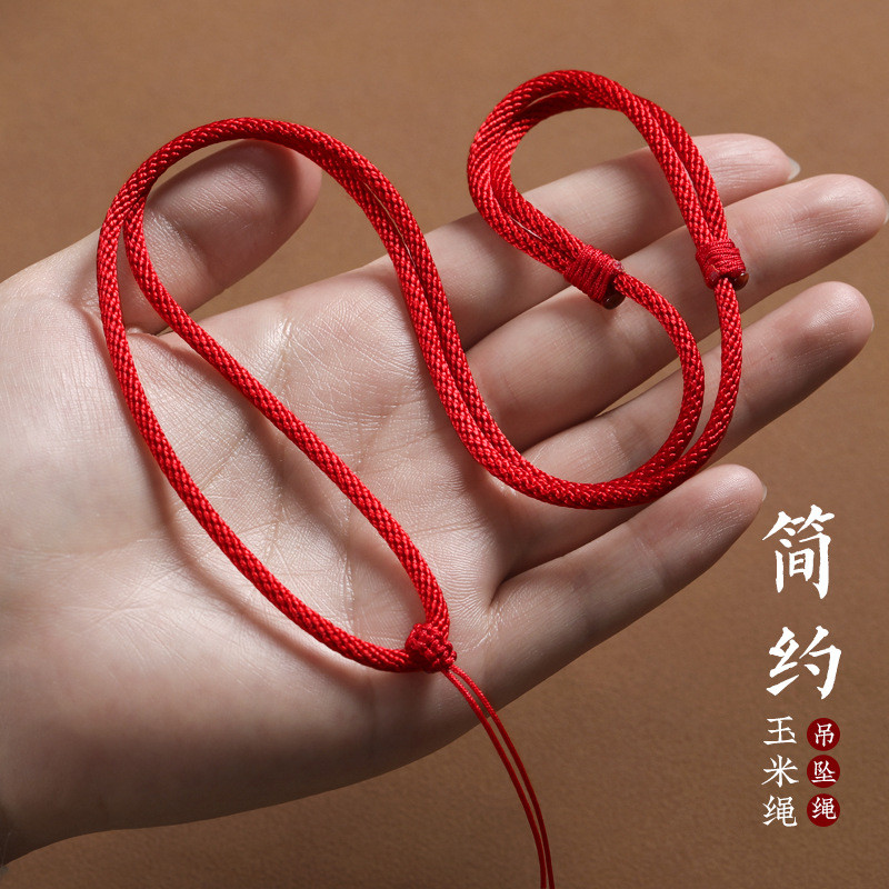 Dây chuyền đỏ handmade với khóa ngọc và mặt dây chuyền ngọc, phù hợp nam giới