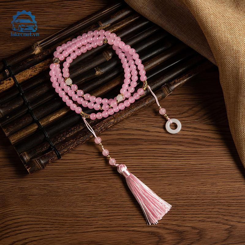 Lưới hạt pha lê màu xanh phong cách Trung Hoa, vòng cổ dài dành cho người yêu thích thiền Phật giáo - Quà tặng sang trọng
