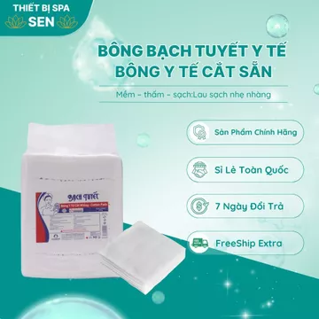 Bông Bạch Tuyết Y Tế Cắt Miếng – Lau Mực Phun Xăm – Tẩy Trang – Bông Y Tế Cắt Sẵn Loại 1