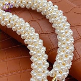 HFTOY 1 Túi Tròn Ngọc Trai Tinh Tế Tay Cầm Vòng Kim Loại Hạt Nhiều Màu Sắc Cho Nữ Túi Xách Khung Ví DIY Handmade Túi Phụ Kiện ~