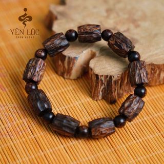 Vòng Tay Trầm Hương Kiểu Dáng Trúc Thô - Trầm Hương Sánh Chìm - Trầm Hương Yên Lộc