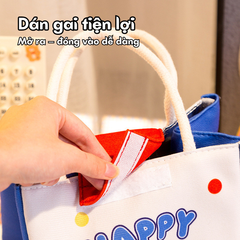 Túi Đựng Cơm Giữ Nhiệt Họa Tiết Hoạt Hình, Túi Giữ Nhiệt Đồ Ăn Có Quai Xách Tiện Lợi Richouse