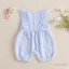 Bé Gái Sọc Daisy Romper Tay Bay Cổ Tròn Dễ Thương Mùa Hè Mùa Xuân Quần Áo