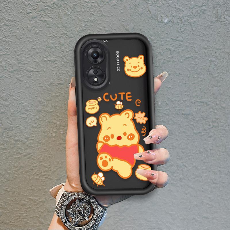 Ốp Lưng Cho OPPO A17 A17K A18 A38 A58 A60 4G Phim Hoạt Hình Silicon Mềm Đáng Yêu Ốp lưng TPU Winnie the Pooh Mắt Thiên Thần Chống Sốc Ốp Lưng