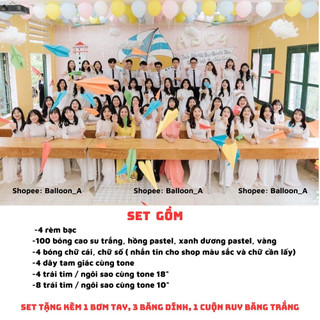 Set bóng bay trang trí lớp học, chụp ảnh kỷ yếu cuối cấp, trang trí kỷ yếu bằng bong bóng. DFKY4