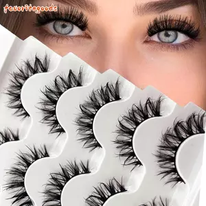 FAVORITEGOODS Lông mi giả, Lông mi giả lông chồn thủ công, Lông mi giả không tàn nhẫn 15mm Wispy Fluffy Messy Volume Lông mi giả nữ