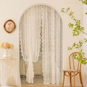 Pháp Ren Gạc Rèm Cửa Phòng Ngủ Vịnh Cửa Sổ Phân Vùng Móc Rèm Lỗ Không Cần Kính Thiên Văn Thanh Phong Cách Ban Công Vịnh Cửa Sổ Rèm 5