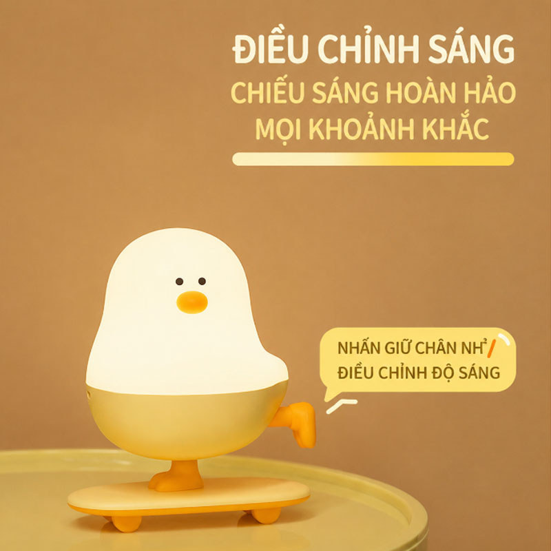 Đèn Ngủ Skateboard Chick Tạo Hình,Sạc USB,Đèn Để Bàn Decor,Quà Tặng Lưu Niệm