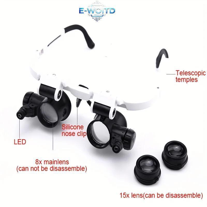Kính lúp E-WOITD 8X/15X/23X có đèn LED, dùng cho thợ kim hoàn, đọc sách, kính thiên văn