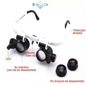 Kính lúp E-WOITD 8X/15X/23X có đèn LED, dùng cho thợ kim hoàn, đọc sách, kính thiên văn