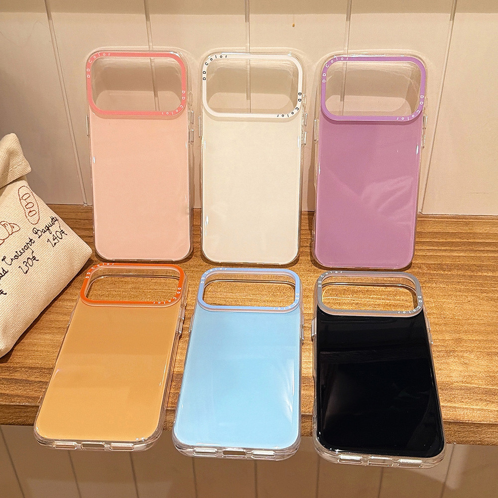 Ốp Điện Thoại Acrylic Màu Hồng Cho iPhone 17 Pro Max 16 15 14 13 Vỏ Bảo Vệ Chống Sốc