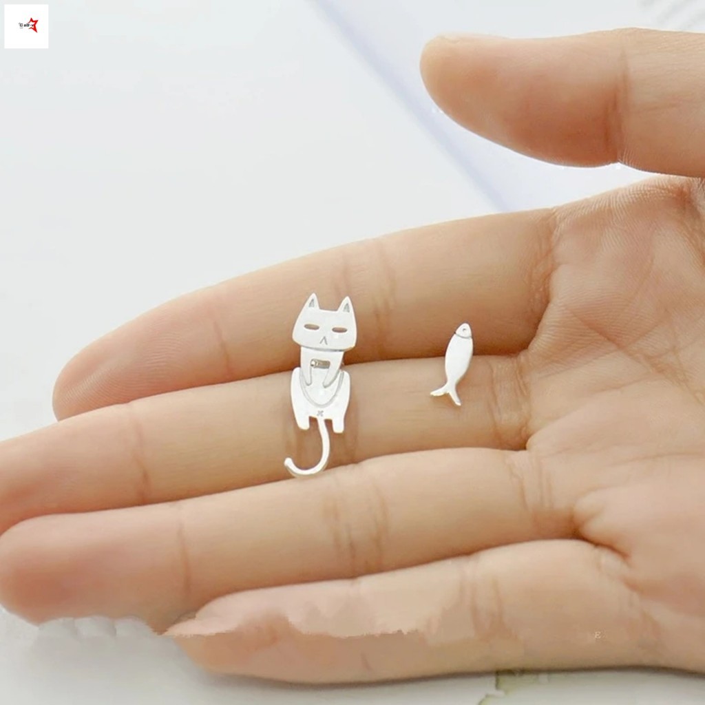 Bông Tai Mèo & Cá Cho Nữ Bông Tai Thời Trang Thiết Kế Bất Đối Xứng Món Quà Trang Sức
