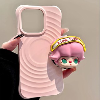 Ốp điện thoại dạng bột từ tính sóng màu trơn cho iPhone17 16 15 14 13 12 11 Pro Max bảo vệ camera chống sốc chống rơi mặt sau mềm