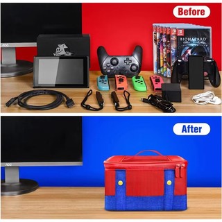 Hộp đựng Nintendo Switch Mario bảo vệ máy chơi game NS dung lượng lớn Vỏ Mềm, Loại To, Khoá kéo bền