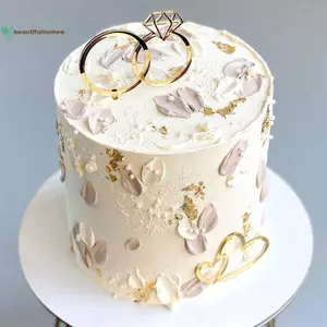 BeautifulHomeA Nhẫn Kim Cương Acrylic Trang Trí Bánh Cưới Nướng Tiệc Quà Tặng Món Tráng Miệng Phụ Kiện VN