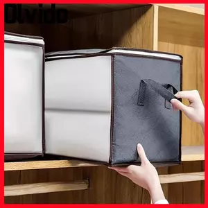 Túi đựng chăn bông OLVIDO, Thùng đựng quần áo chống bụi dung tích lớn, Tay cầm bền bỉ Có thể gập lại Tủ quần áo trong suốt Phân loại Xô đựng đồ gia dụng