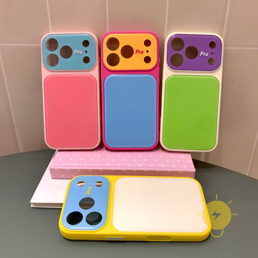 Phone Case For iPhone 17 Pro Max 16 15 14 13 Acrylic TPU Matte Contrast Color Contrast Color Hard Aesthetic Korean Cute