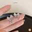 Bông tai đính đá Zircon nơ tinh tế Hàn Quốc dành cho nữ Bông tai đính đá dự tiệc cô gái Trang sức sinh nhật Quà tặng mới