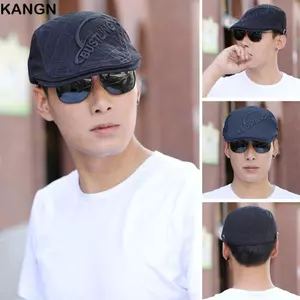 KANGN Cabbie Flat Cap, Mũ nồi chống tia cực tím thoáng khí, Mũ Cotton thời trang có thể điều chỉnh thông thường dành cho nam giới